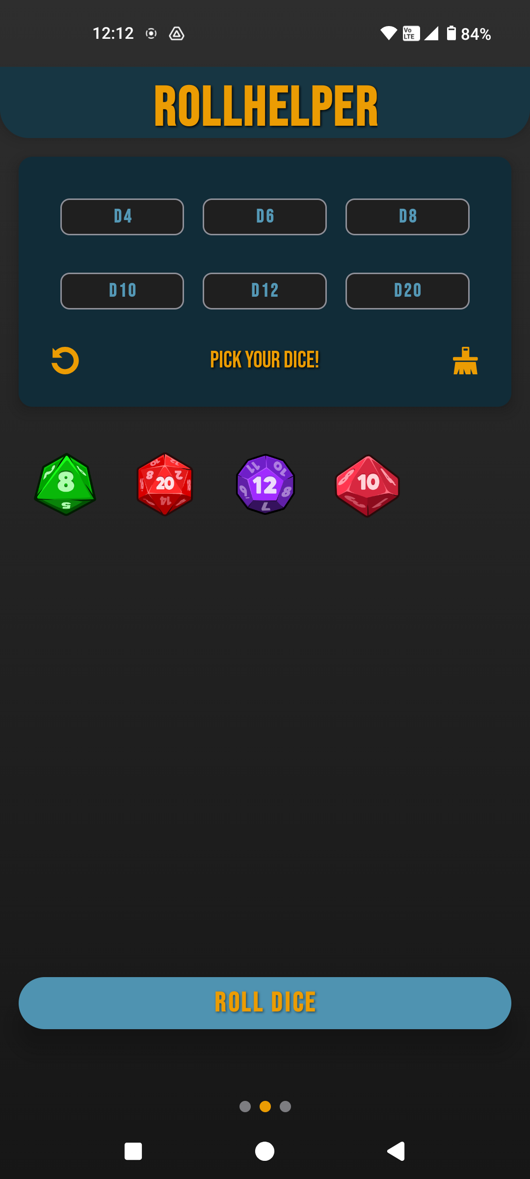 Roll screen dark mode
